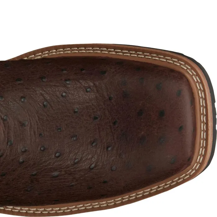 MEN Derrickman 12034 Waterproof Brown Ostrich Print Justin Boots Work