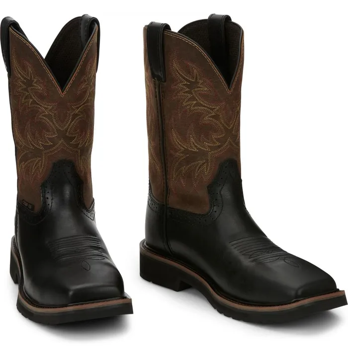 MEN Driller 11034 Comp Toe Licorice Justin Boots Work
