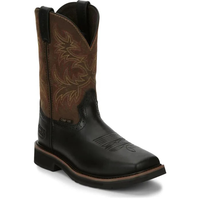 MEN Driller 11034 Comp Toe Licorice Justin Boots Work