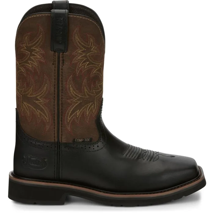 MEN Driller 11034 Comp Toe Licorice Justin Boots Work