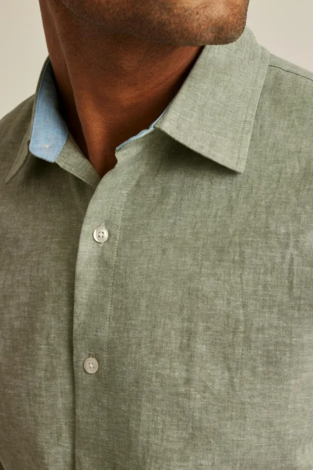 Men Easy Linen Shirt Olive Green Bonobos Casual Shirts