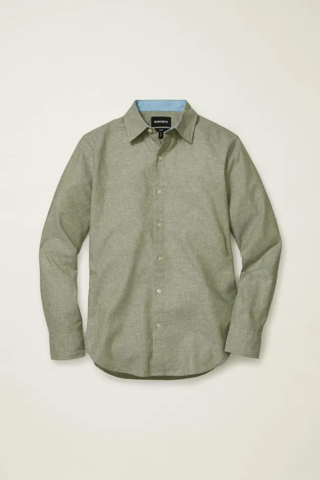 Men Easy Linen Shirt Olive Green Bonobos Casual Shirts
