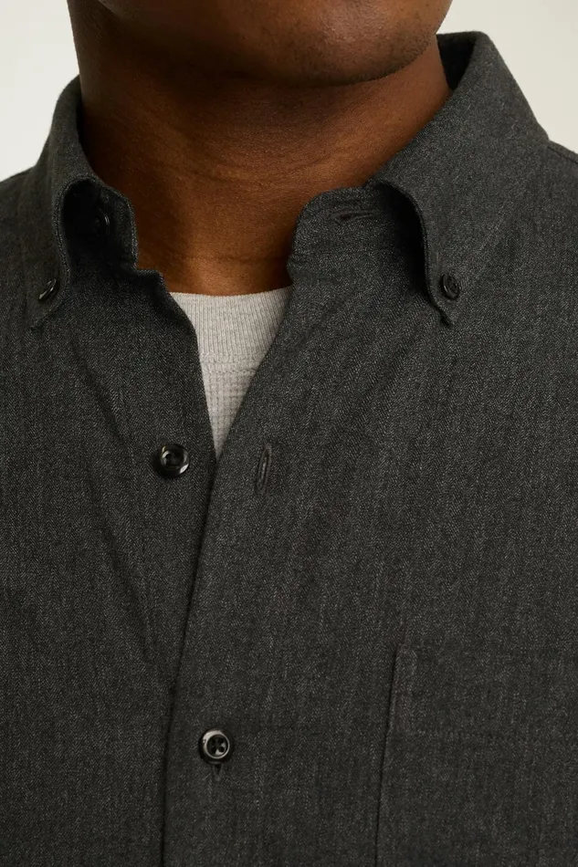 Men Everyday Lightweight Flannel Shirt Black Ice Herringbone Bonobos Casual Shirts