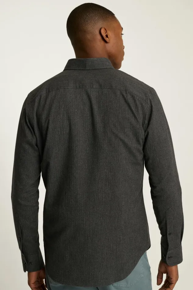 Men Everyday Lightweight Flannel Shirt Black Ice Herringbone Bonobos Casual Shirts