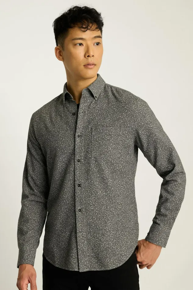 Men Everyday Lightweight Flannel Shirt Heather Grey Vines Bonobos Overshirts