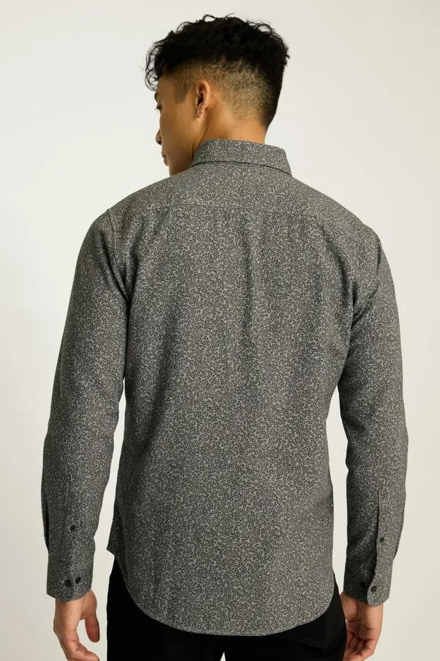 Men Everyday Lightweight Flannel Shirt Heather Grey Vines Bonobos Overshirts