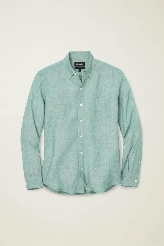 Men Everyday Linen Shirt Kale Green Bonobos Casual Shirts