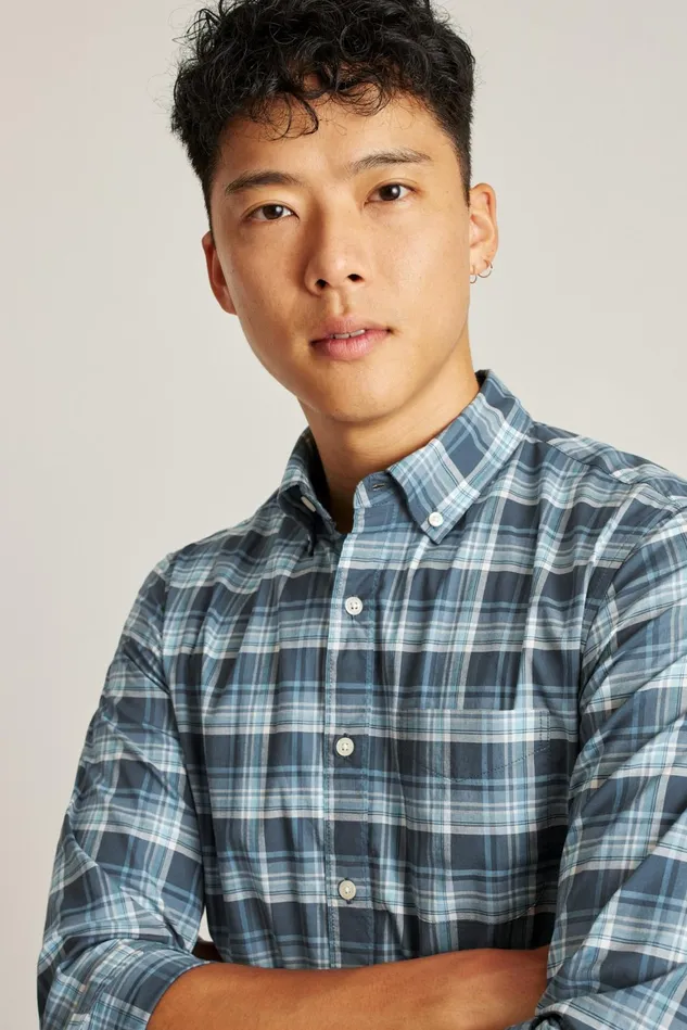 Men Everyday Shirt Breezy Blue Plaid Bonobos Casual Shirts