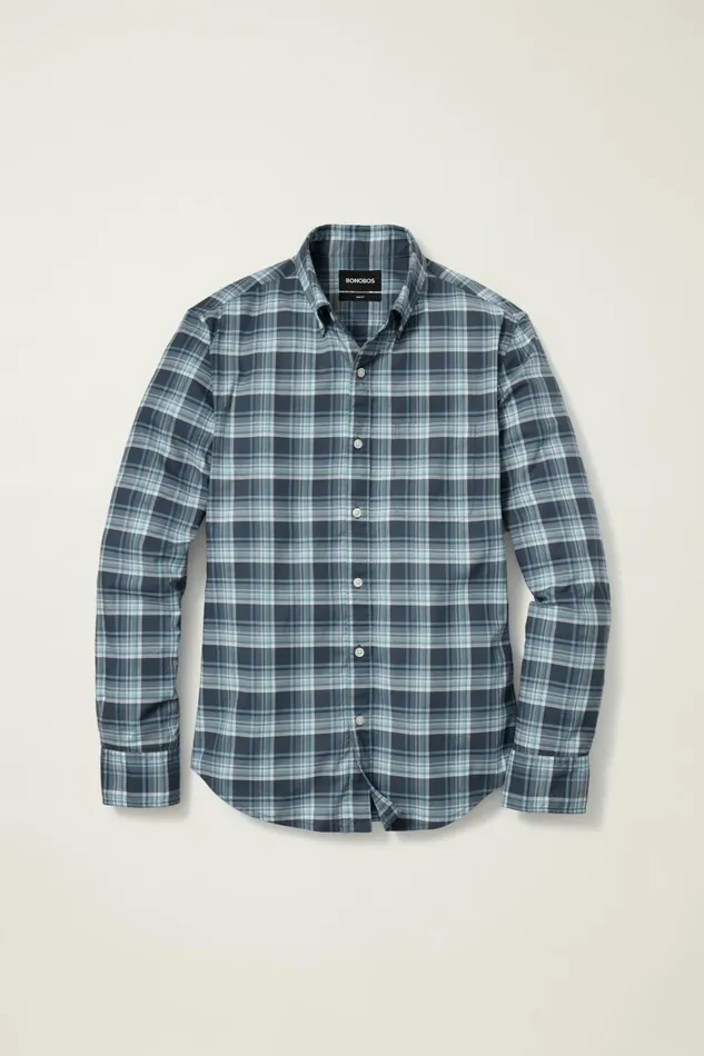 Men Everyday Shirt Breezy Blue Plaid Bonobos Casual Shirts