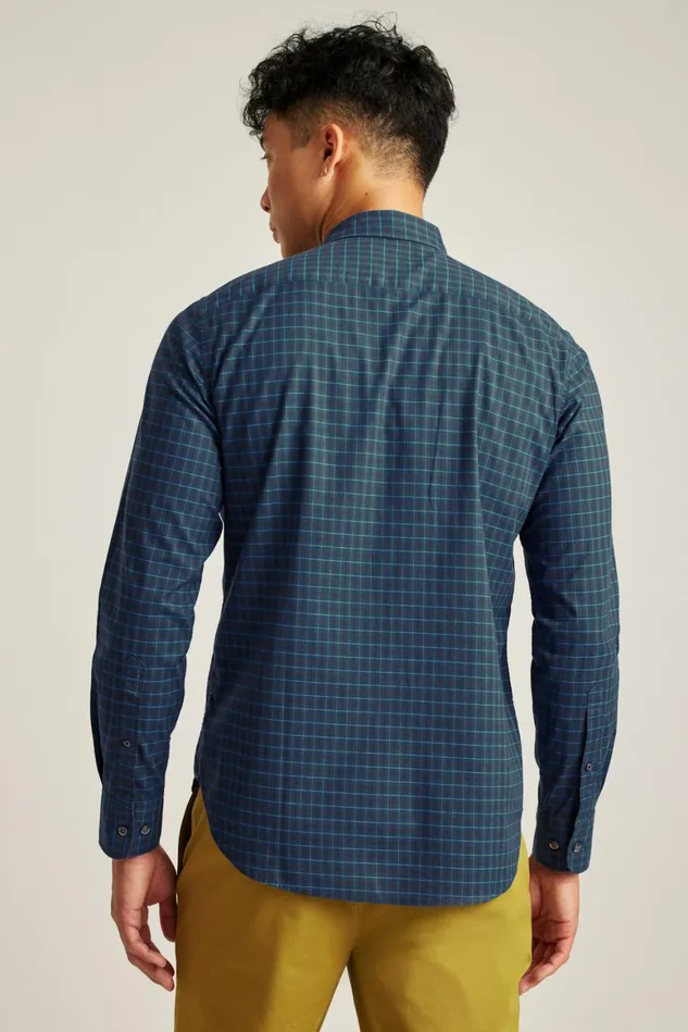 Men Everyday Shirt Navy Pine Plaid Bonobos Casual Shirts