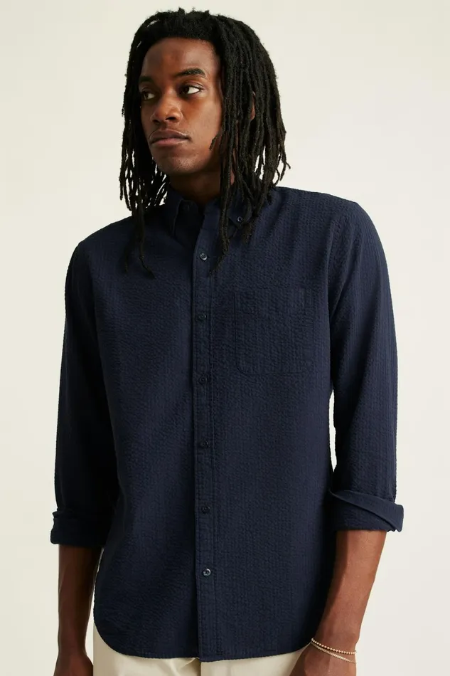 Men Everyday Shirt Navy Seersucker Bonobos Casual Shirts