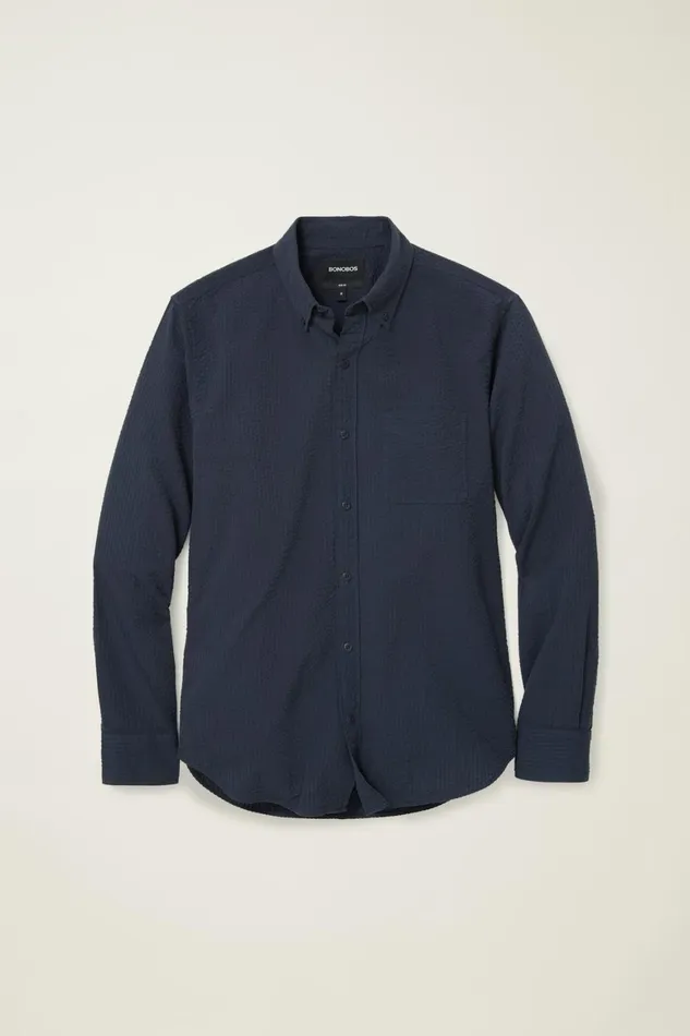 Men Everyday Shirt Navy Seersucker Bonobos Casual Shirts