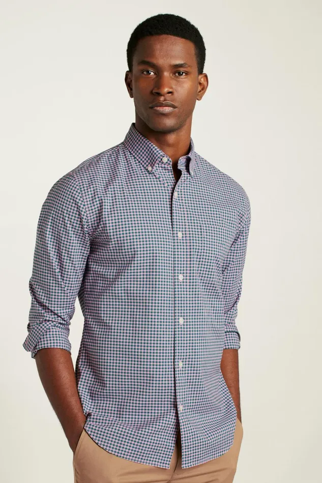 Men Everyday Shirt Rose Teal Gingham Bonobos Casual Shirts