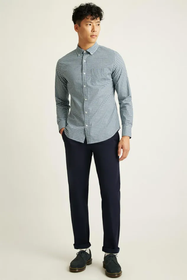 Men Everyday Shirt White Blue Smithtown Plaid Bonobos Casual Shirts