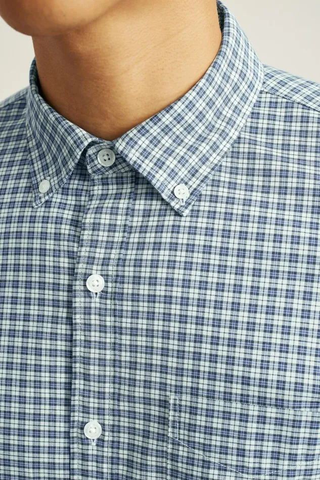 Men Everyday Shirt White Blue Smithtown Plaid Bonobos Casual Shirts