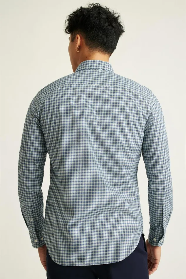 Men Everyday Shirt White Blue Smithtown Plaid Bonobos Casual Shirts