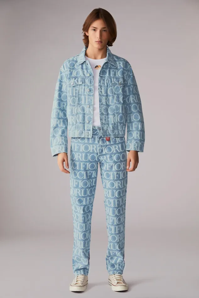 Men Fiorucci Bottoms Laser Monogram Jeans Blue