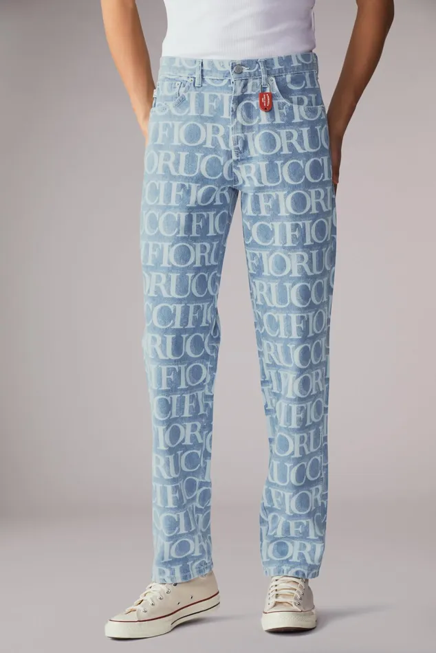 Men Fiorucci Bottoms Laser Monogram Jeans Blue Men Fiorucci Bottoms Laser Monogram Jeans Blue