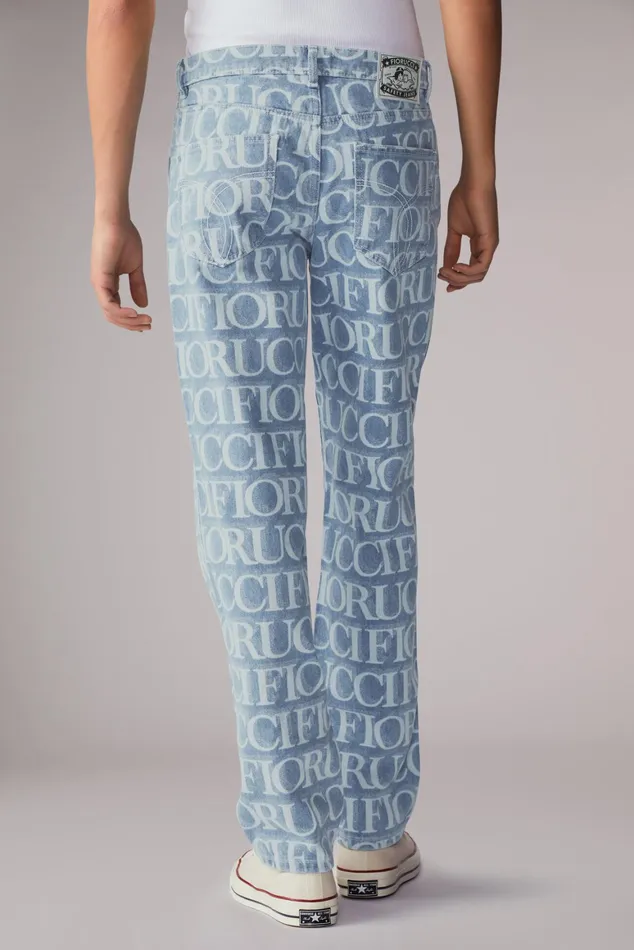 Men Fiorucci Bottoms Laser Monogram Jeans Blue Men Fiorucci Bottoms Laser Monogram Jeans Blue