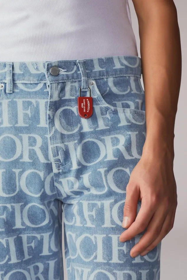 Men Fiorucci Bottoms Laser Monogram Jeans Blue Men Fiorucci Bottoms Laser Monogram Jeans Blue