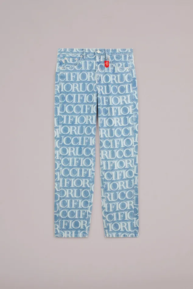 Men Fiorucci Bottoms Laser Monogram Jeans Blue Men Fiorucci Bottoms Laser Monogram Jeans Blue