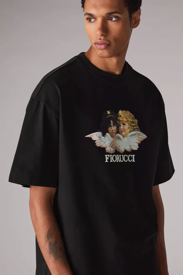 Men Fiorucci TShirts and Tops Angels TShirt Black Men Fiorucci TShirts and Tops Angels TShirt Black