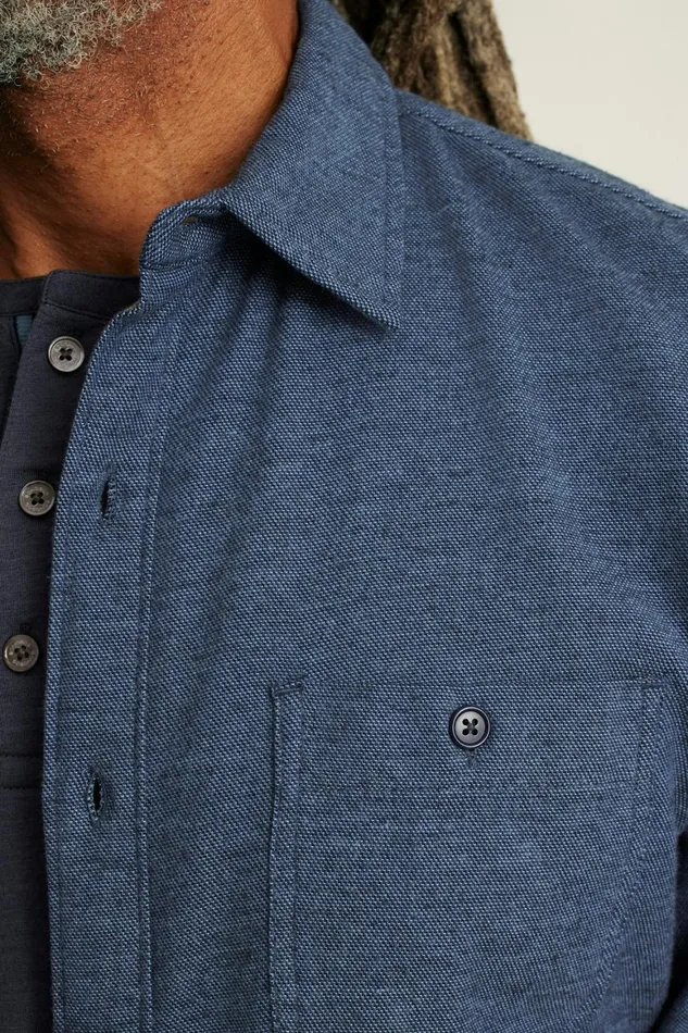 Men Fireside Flannel Shirt Blue Twill Dobby Bonobos Overshirts