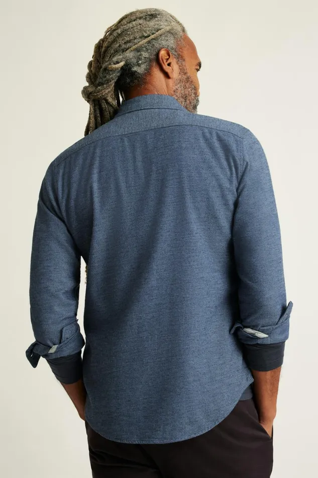Men Fireside Flannel Shirt Blue Twill Dobby Bonobos Overshirts