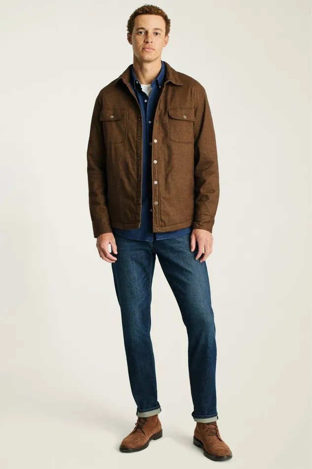 Men Flannel Quilted Jacket Rust Twill Dobby Bonobos Overshirts