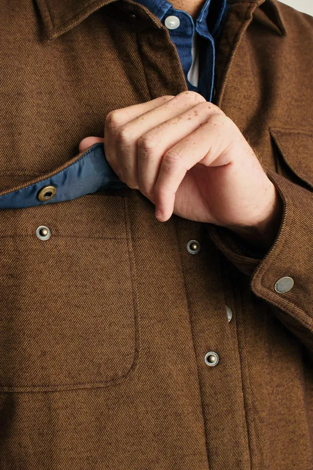 Men Flannel Quilted Jacket Rust Twill Dobby Bonobos Overshirts