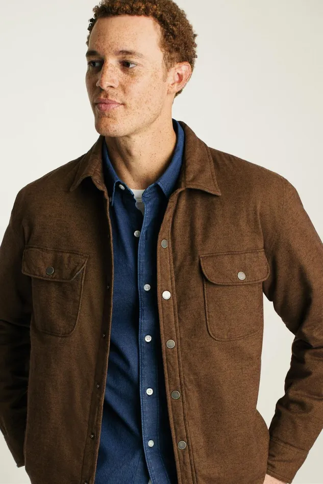 Men Flannel Quilted Jacket Rust Twill Dobby Bonobos Overshirts