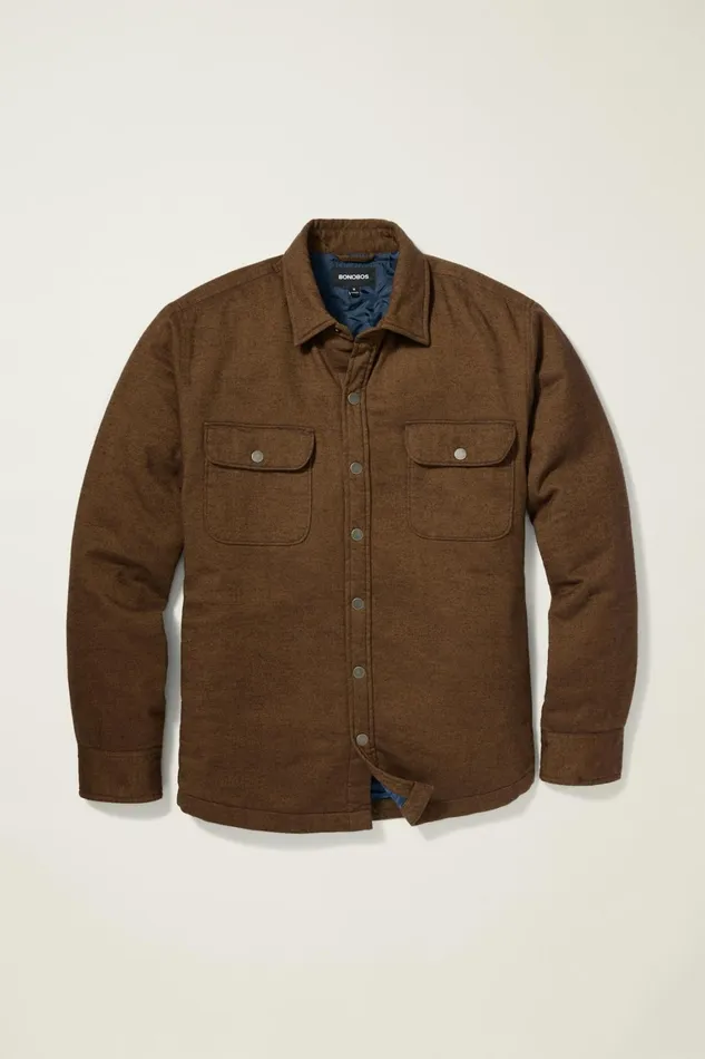 Men Flannel Quilted Jacket Rust Twill Dobby Bonobos Overshirts