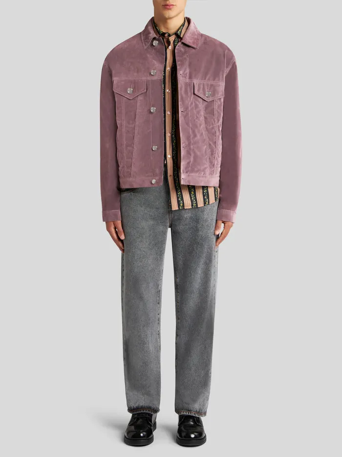 Men Flocked Denim Jacket Etro Coats And Outerwear