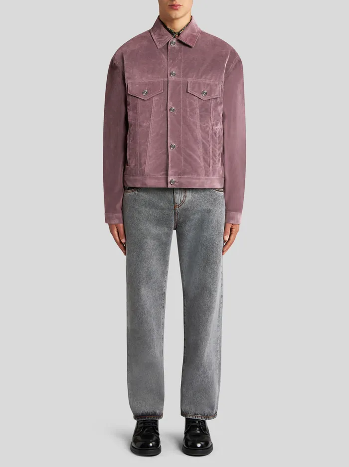 Men Flocked Denim Jacket Etro Coats And Outerwear
