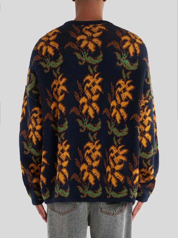 Men Floral Oversize Round Neck Jumper Etro Knitwear