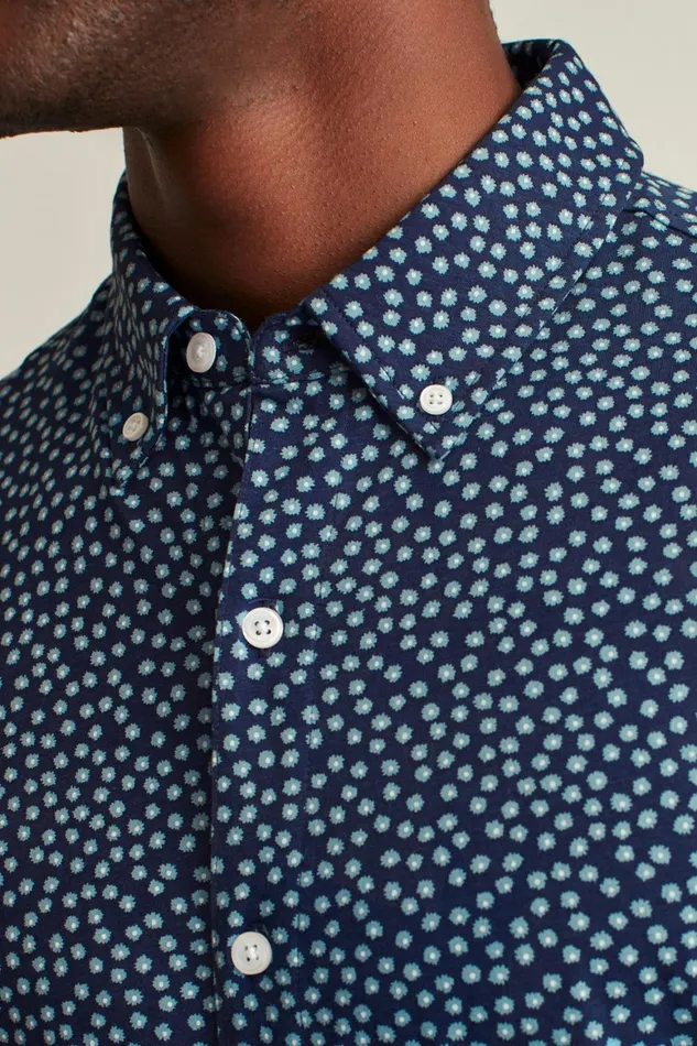 Men Jersey Riviera Shirt Navy Sprinkle Floral Bonobos Short Sleeve Shirts