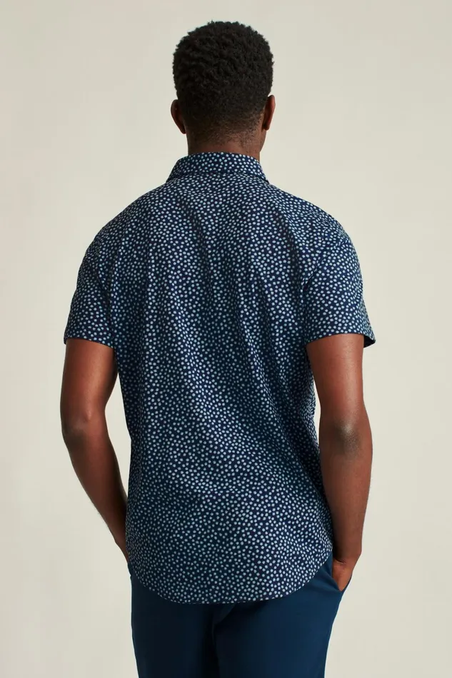 Men Jersey Riviera Shirt Navy Sprinkle Floral Bonobos Short Sleeve Shirts