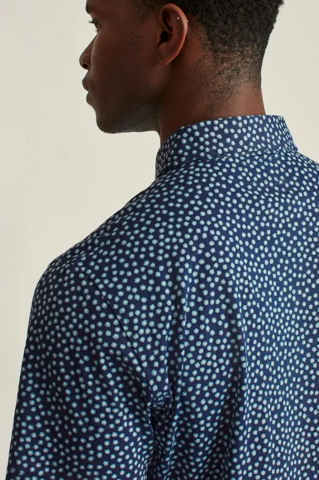 Men Jersey Riviera Shirt Navy Sprinkle Floral Bonobos Short Sleeve Shirts