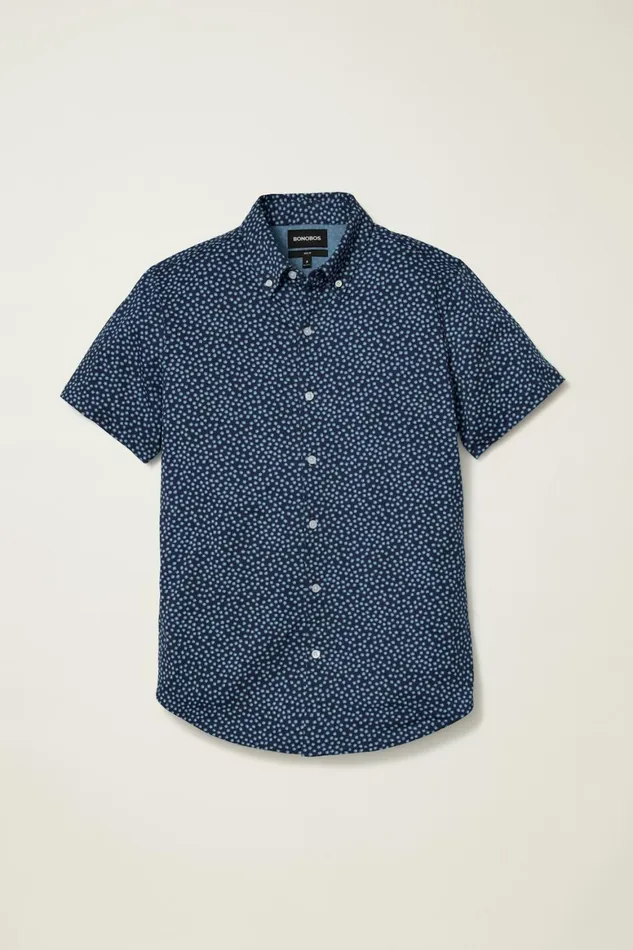 Men Jersey Riviera Shirt Navy Sprinkle Floral Bonobos Short Sleeve Shirts
