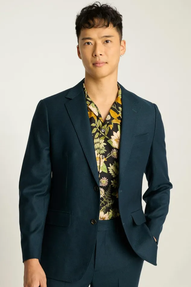 Men Jetsetter Italian Flannel Blazer Teal Green Bonobos Blazers and Sport Coats