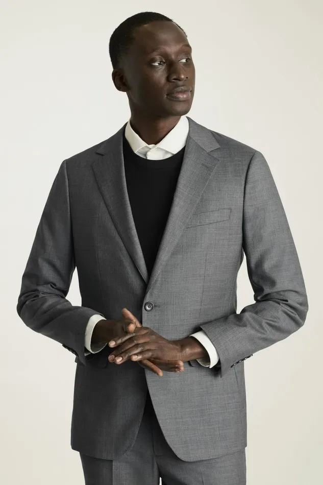 Men Jetsetter Italian Wool Blazer Dark Grey Sharkskin Bonobos Blazers and Sport Coats
