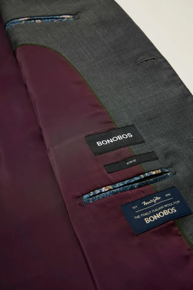Men Jetsetter Italian Wool Blazer Dark Grey Sharkskin Bonobos Blazers and Sport Coats