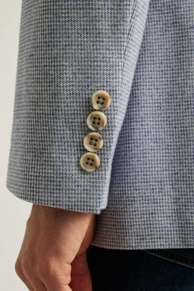 Men Jetsetter Knit Blazer Blue Grey Houndstooth Bonobos Blazers and Sport Coats