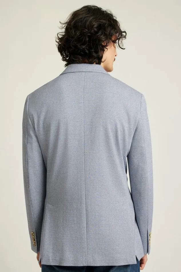 Men Jetsetter Knit Blazer Blue Grey Houndstooth Bonobos Blazers and Sport Coats