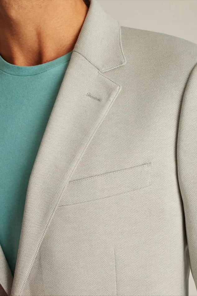 Men Jetsetter Knit Blazer Oat Herringbone Bonobos Blazers and Sport Coats