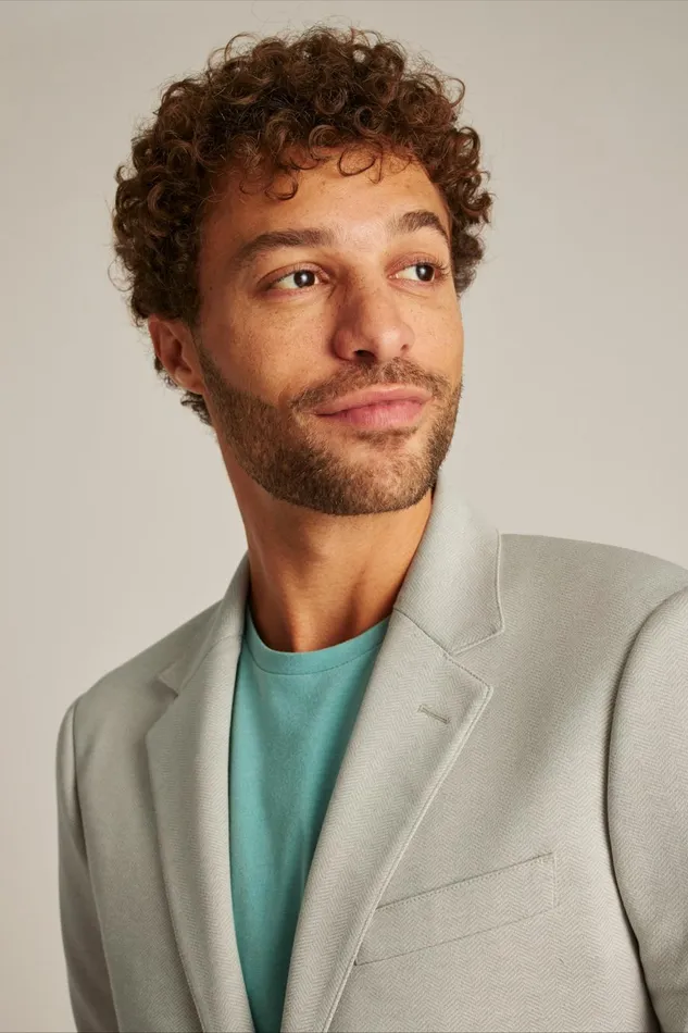 Men Jetsetter Knit Blazer Oat Herringbone Bonobos Blazers and Sport Coats