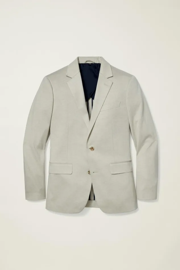 Men Jetsetter Knit Blazer Oat Herringbone Bonobos Blazers and Sport Coats