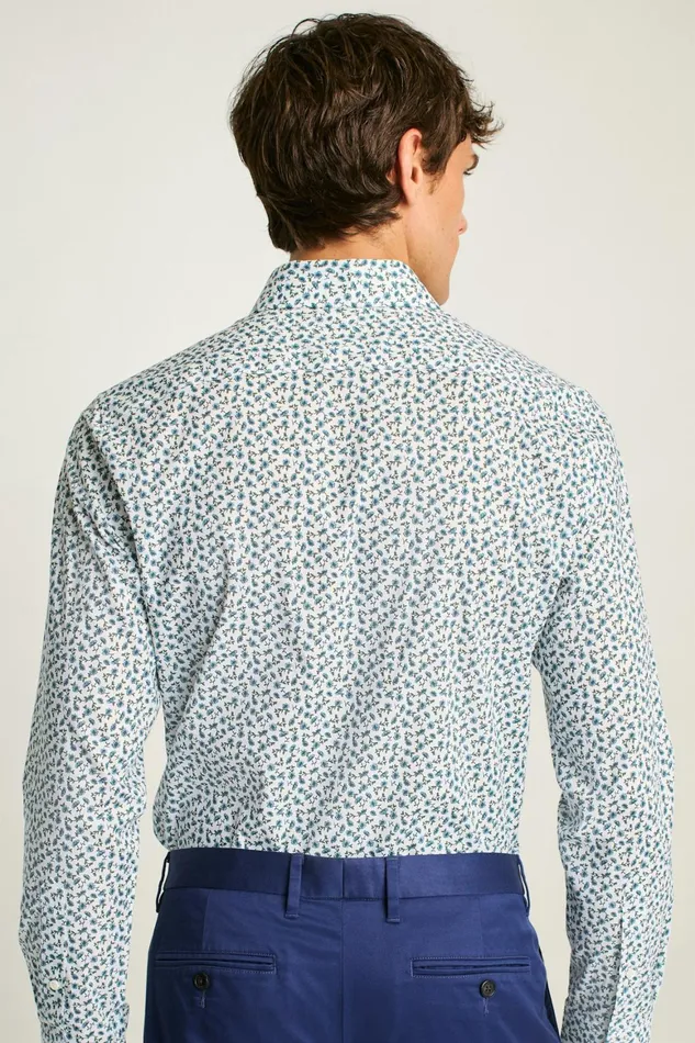 Men Jetsetter Stretch Dress Shirt Blue Martin Floral Bonobos Business Casual Shirts