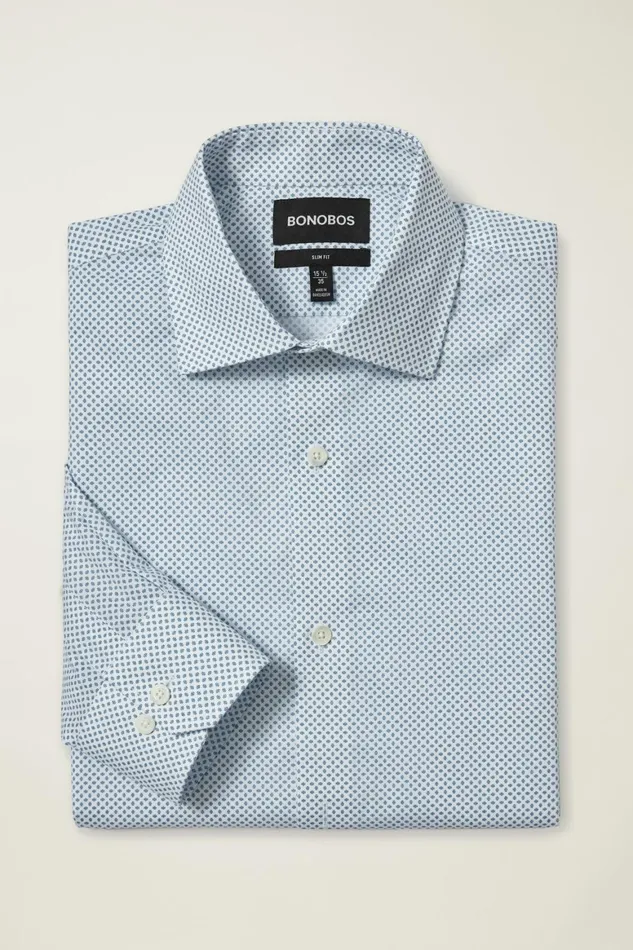 Men Jetsetter Stretch Dress Shirt Classic Blue Devlin Dot Bonobos Business Casual Shirts