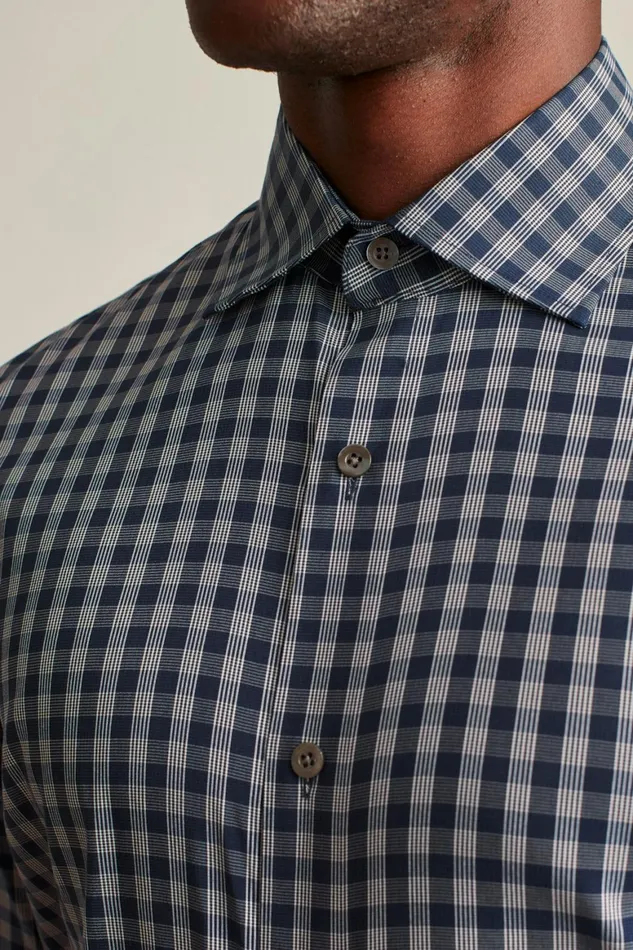 Men Jetsetter Stretch Dress Shirt Navy Ross Plaid Bonobos Business Casual Shirts